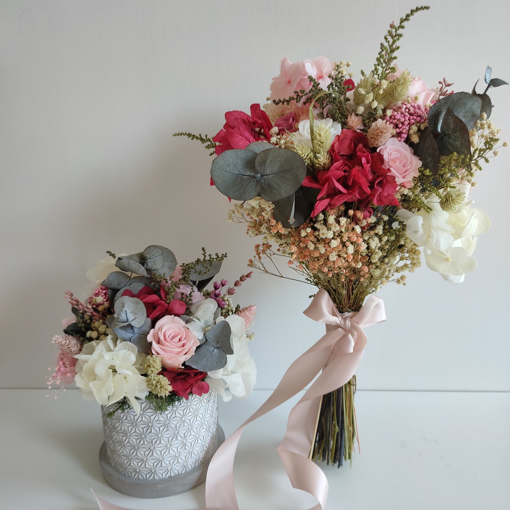 Réplica del ramo de novia de flores preservadas