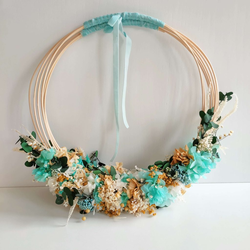 Ramo de novia hoop flores preservadas