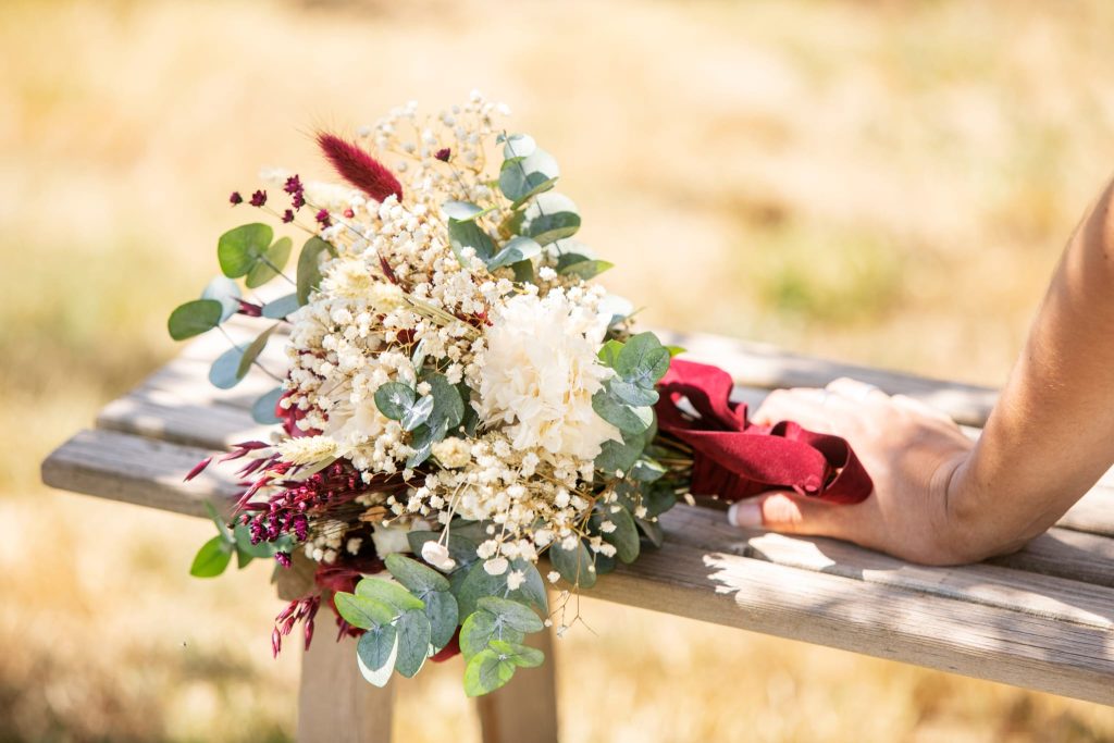 Ramo de novia preservado con eucalipto y hortensia